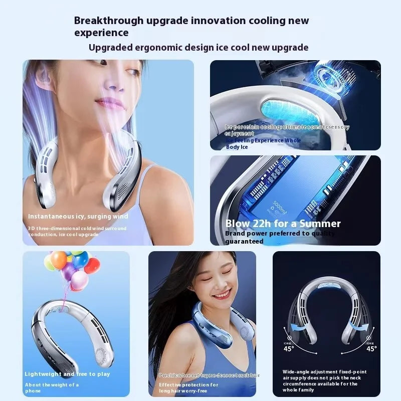 Portable Rechargeable Neck Fan 5000mAh