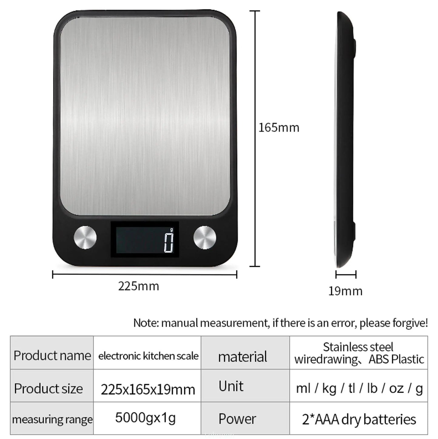 Digital Kitchen Scale 15Kg Stainless Steel