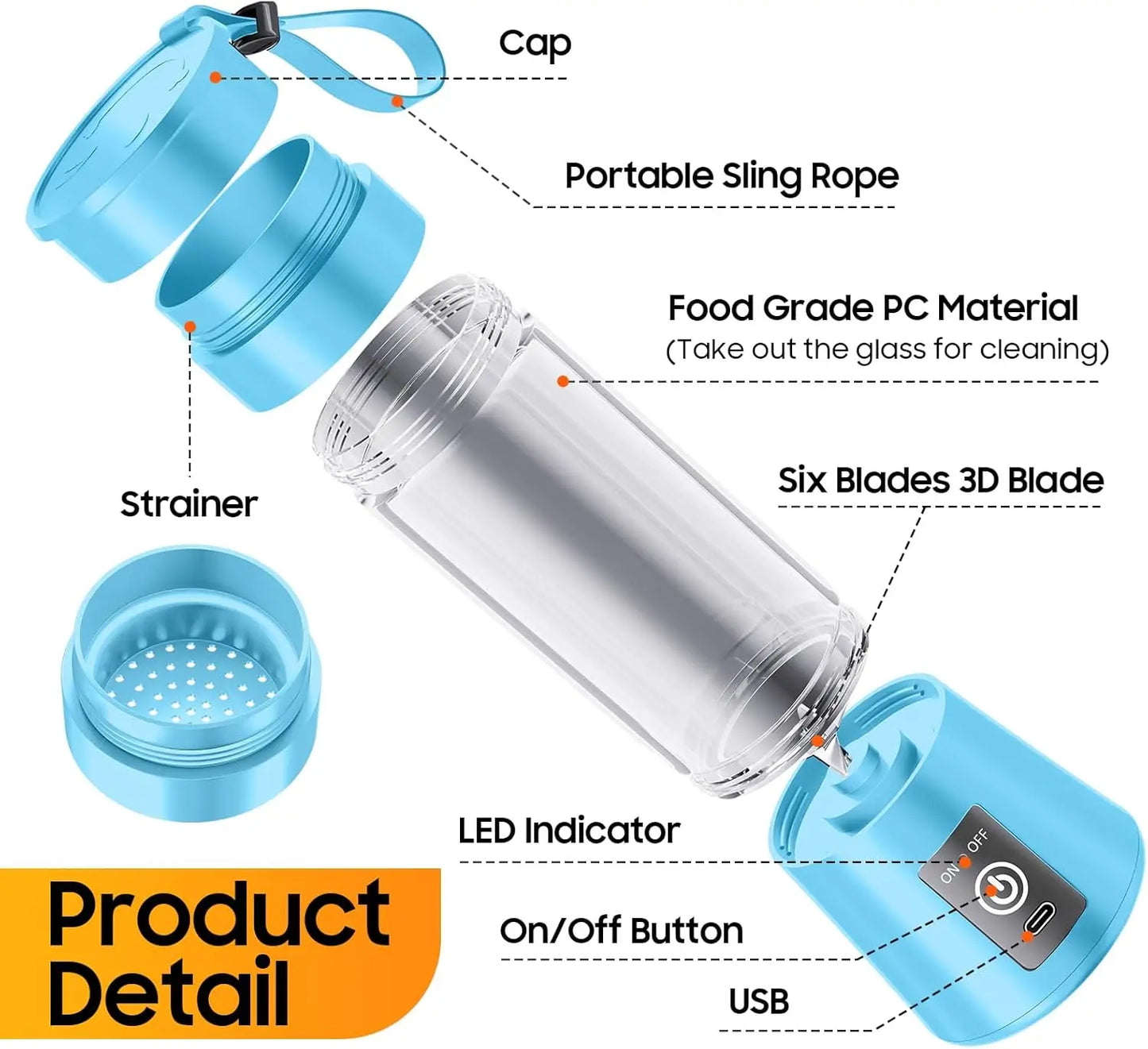 Mini Portable USB Juicer 380ML